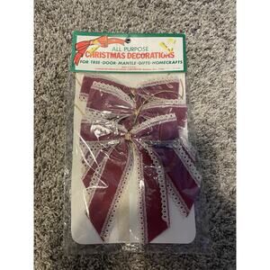 Vintage 3 Piece Red Decorative Bows With Lace Detailing Christmas Holiday New